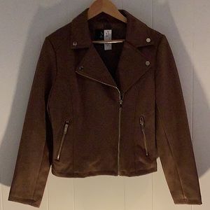 NY&C Faux Chestnut Brown Moto style Jacket- Size S